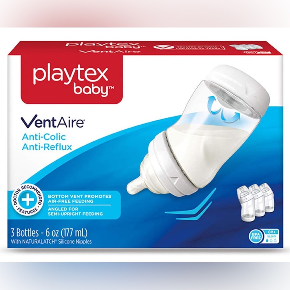 Playtex Baby VentAire Bottle, Helps Prevent Colic and Reflux, 6 Ounce Bottles